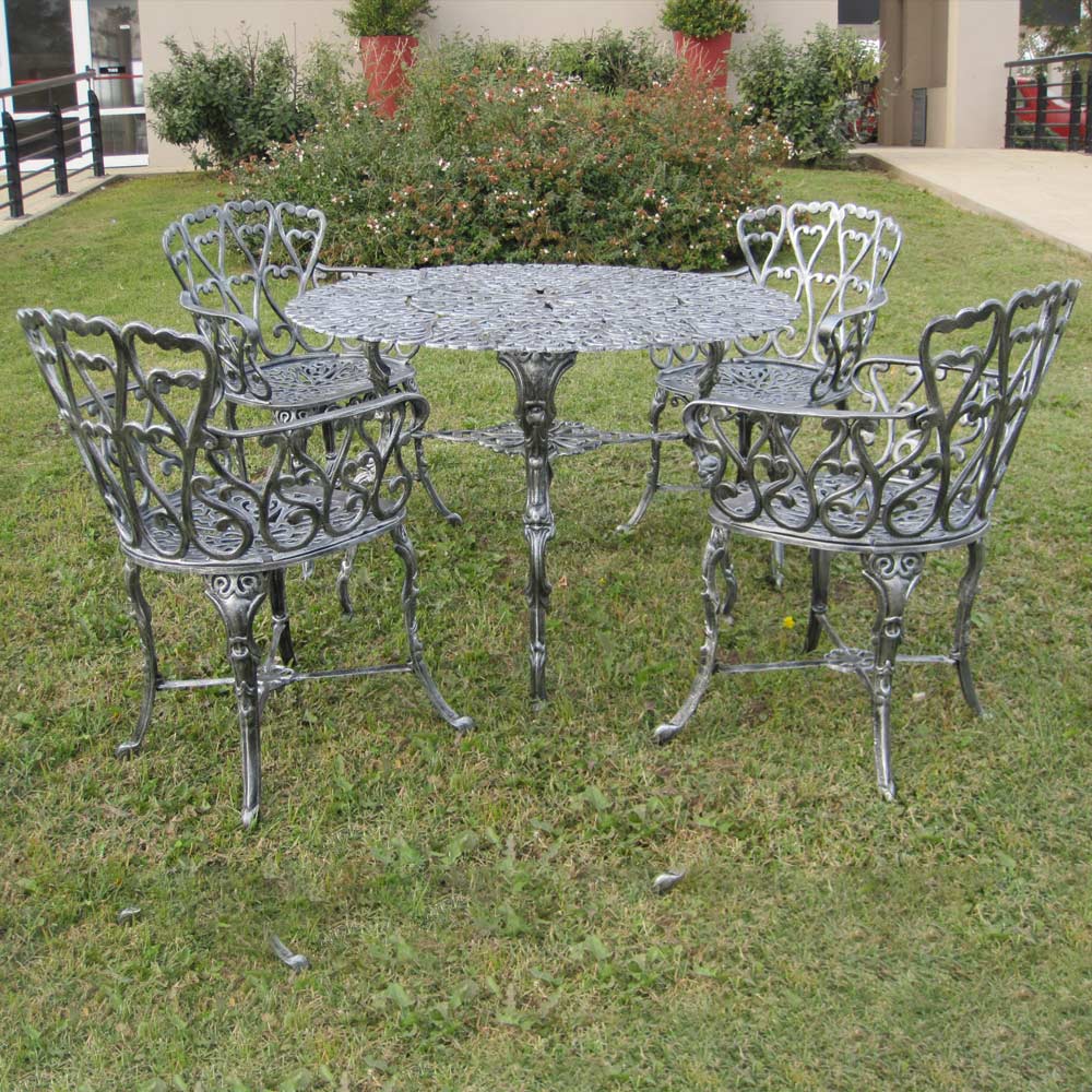 Juego Jardín Exterior Aluminio Boston Mesa 1m y 4 Sillas Melting