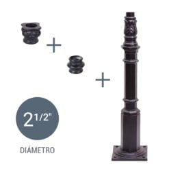 Kit 2,5 pulgadas Base octogonal 1m, nudo y capitel chico