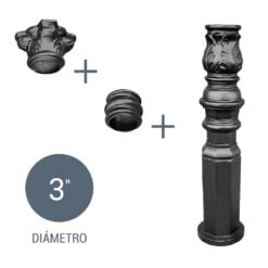Kit 3 pulgadas Base petisa LIV 68 cm + nudo y capitel